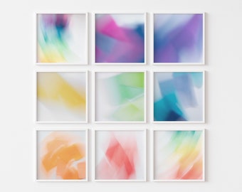 Abstract Chakra Art Print Set, Yoga Photography, Balance, Energy, Uplifting Pretty Colorful Modern Large Ready to Hang Fine Art Gallery Wall