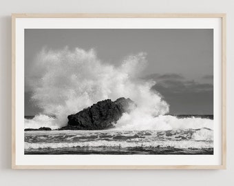 Malibu Photography Print, Leo Carrillo Beach Black and White Large Beach House Art California Ocean Seascape Los Angeles Malibu Local Gift