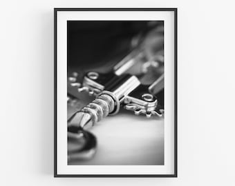 Black and White Wine Photography, Corkscrew Wine Opener Art Print Winery Restaurant Bar Kitchen Dining Vineyard Wine Country Wine Lover Gift