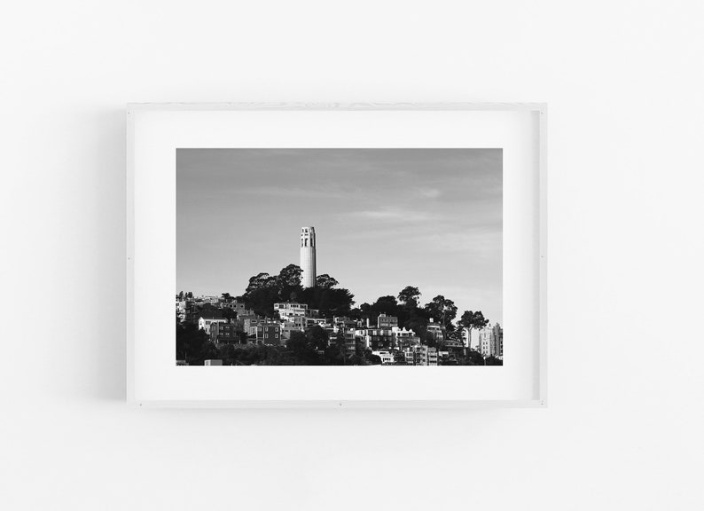 Black and White San Francisco Photography Coit Tower Telegraph Hill Art Print Northern California Bay Area Urban City Architecture Wall Art