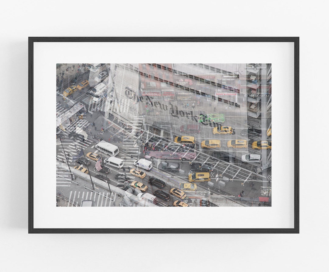 Black and White New York City Photography Aerial NYC Art Print Taxi ...