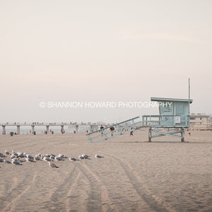 Hermosa Beach Photography 5th Street Lifeguard Tower Pier South Bay Los Angeles California Framed Photo Print Coastal Landscape LA Sunset image 2
