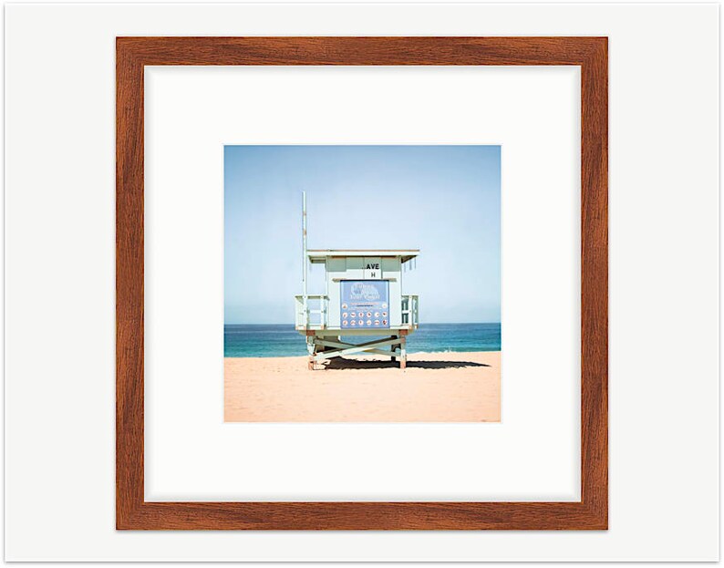 California Photography, Redondo Beach Lifeguard Tower Print Hermosa Beach Photo Turquoise Blue Seascape Los Angeles Retro Coastal Decor image 4