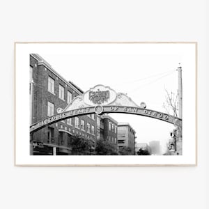 Black and White San Diego Photography, Downtown San Diego Gaslamp District Print, Travel Photography, City Wall Art, Color Sepia Photography