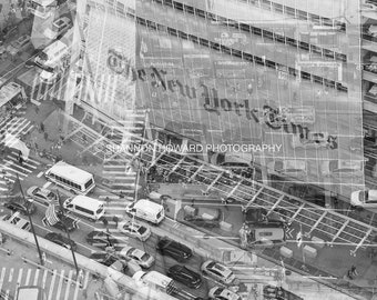 Black and White New York City Photography Aerial NYC Art Print Taxi Cabs Cityscape Urban Abstract Modern Wall Art City Street Cab Manhattan