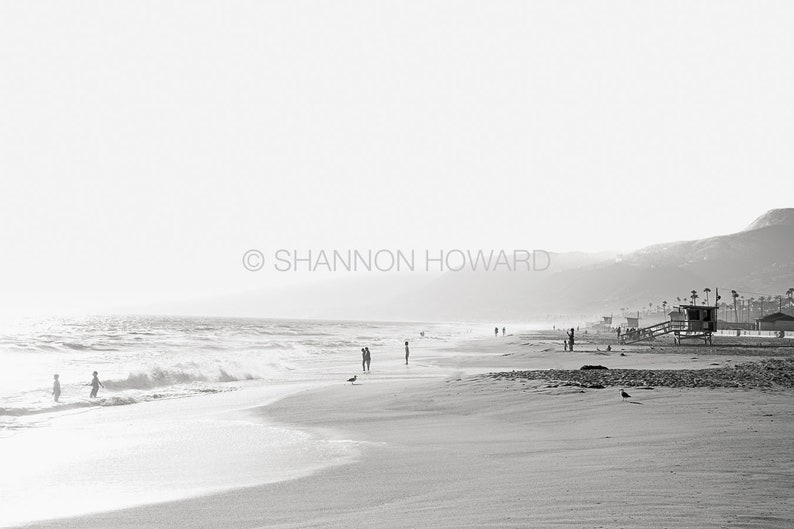 Malibu Photography FRAMED Print, Zuma Beach, Black and White Beach Photo Lifeguard California Los Angeles Large Art Coastal Farmhouse L.A. image 2