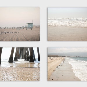 Hermosa Beach Photography prints, Canvas Beach Print Set, South Bay, Ocean, Pier, Waves, Relaxing, Surf, California, Pastel Los Angeles Art Unframed Print Set