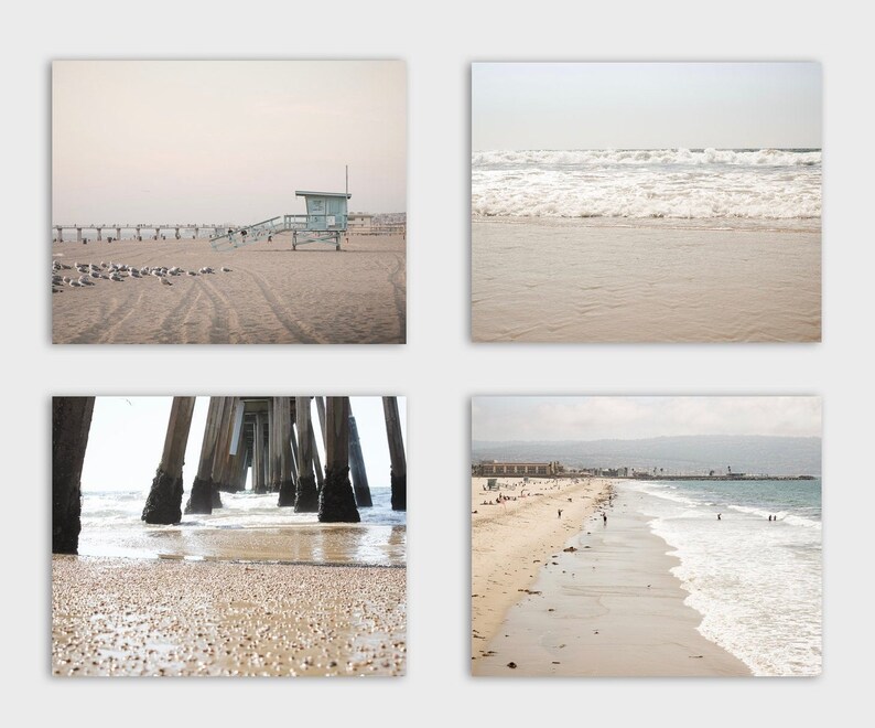 Hermosa Beach Photography prints, Canvas Beach Print Set, South Bay, Ocean, Pier, Waves, Relaxing, Surf, California, Pastel Los Angeles Art Unframed Print Set