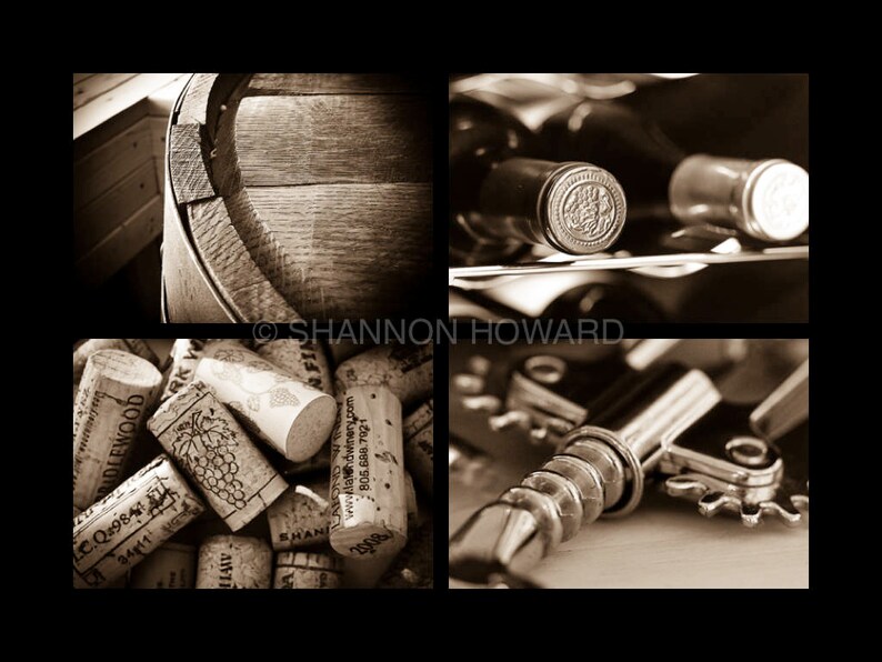 Wine Photography Set Sepia Rustic Set of 8 Unframed Prints Etsy