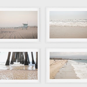 Hermosa Beach Photography prints, Canvas Beach Print Set, South Bay, Ocean, Pier, Waves, Relaxing, Surf, California, Pastel Los Angeles Art image 2