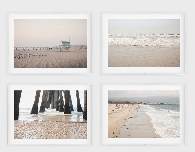 Hermosa Beach Photography prints, Canvas Beach Print Set, South Bay, Ocean, Pier, Waves, Relaxing, Surf, California, Pastel Los Angeles Art image 2