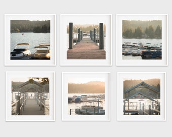 Lake Arrowhead Photography Print Set, California Lake Prints Big Bear Art Marina SUP Stand Up Paddle Board Modern Cabin Art Gallery Wall