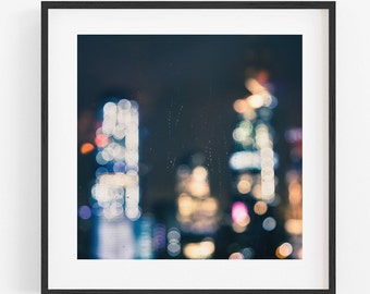 City Lights Art Print New York City Photography  Bokeh Manhattan Skyline Abstract Cityscape Urban  Modern Night NYC Moody Unframed Wall Art