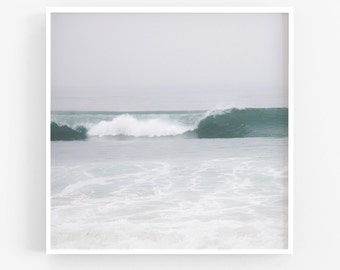 Wave Photography, Ocean Print, Soft Beach Photography California Surf Art Nautical Coastal Decor Surf Turquoise Teal Sea Unframed South Bay