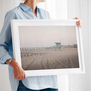 Hermosa Beach Photography 5th Street Lifeguard Tower Pier South Bay Los Angeles California Framed Photo Print Coastal Landscape LA Sunset image 8