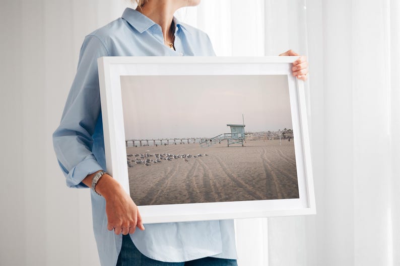 Hermosa Beach Photography 5th Street Lifeguard Tower Pier South Bay Los Angeles California Framed Photo Print Coastal Landscape LA Sunset image 8