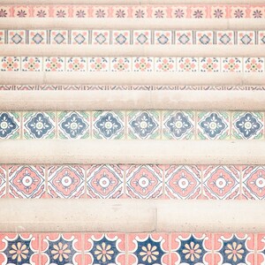 Mediterranean Photography Print, Spanish Architecture Spanish Style Wall Art Print Tiles Stairs Pretty Pastel Pink Blush Staircase Pattern image 4