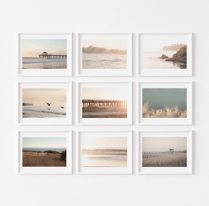 South Bay Photography, Hermosa Redondo Manhattan Art Prints Palos Verdes California Soft Neutral Beach Gallery Wall Los Angeles Print Set 9 image 2