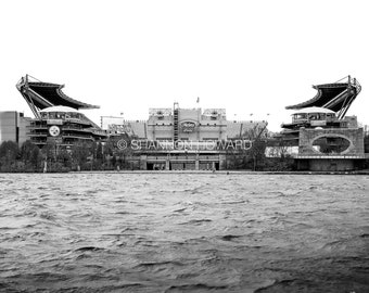 Heinz Field Photography Art Print, Black and White Pittsburgh Photography, NFL Football Stadium Three Rivers Steelers Pennsylvania Sports