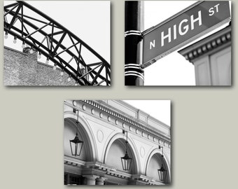 Columbus Ohio Photography, Short North, High Street, Arches Urban Architecture Rustic Modern Hip Print Set Restaurant Hotel