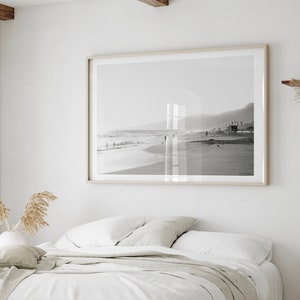 Malibu Photography FRAMED Print, Zuma Beach, Black and White Beach Photo Lifeguard California Los Angeles Large Art Coastal Farmhouse L.A. image 3