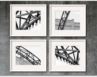 Columbus Ohio Photography, Short North, Arches, Architecture, Abstract, Rustic Modern Hip 8x10 Print Set Restaurant Hotel Art  Black & White