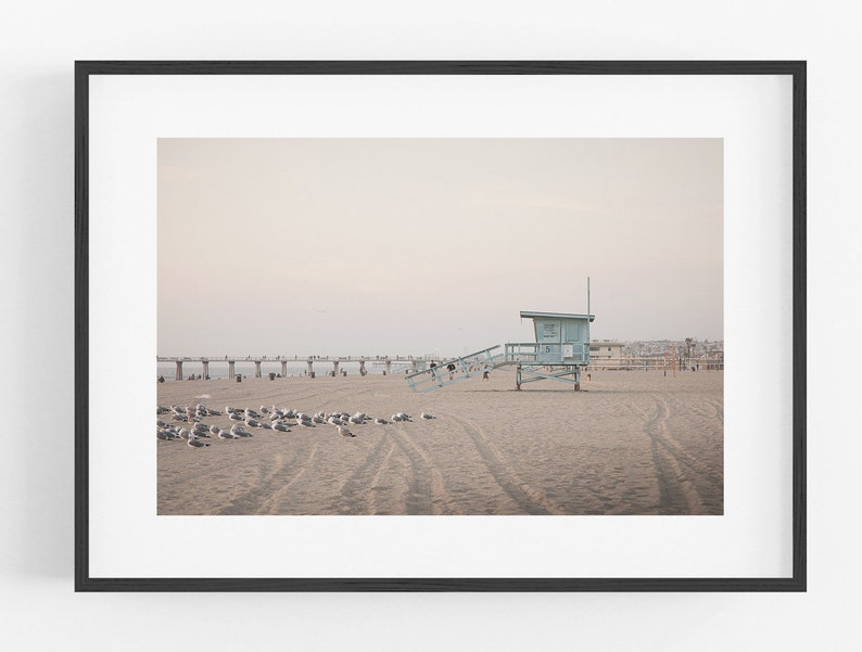 Hermosa Beach Photography 5th Street Lifeguard Tower Pier South Bay Los Angeles California Framed Photo Print Coastal Landscape LA Sunset image 9