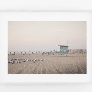 Hermosa Beach Photography 5th Street Lifeguard Tower Pier South Bay Los Angeles California Framed Photo Print Coastal Landscape LA Sunset image 1