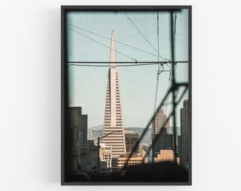 San Francisco Photography Art Print, Modern City Wall Art Transamerica Pyramid Minimalist California Bay Area City Wall Art Color Unframed