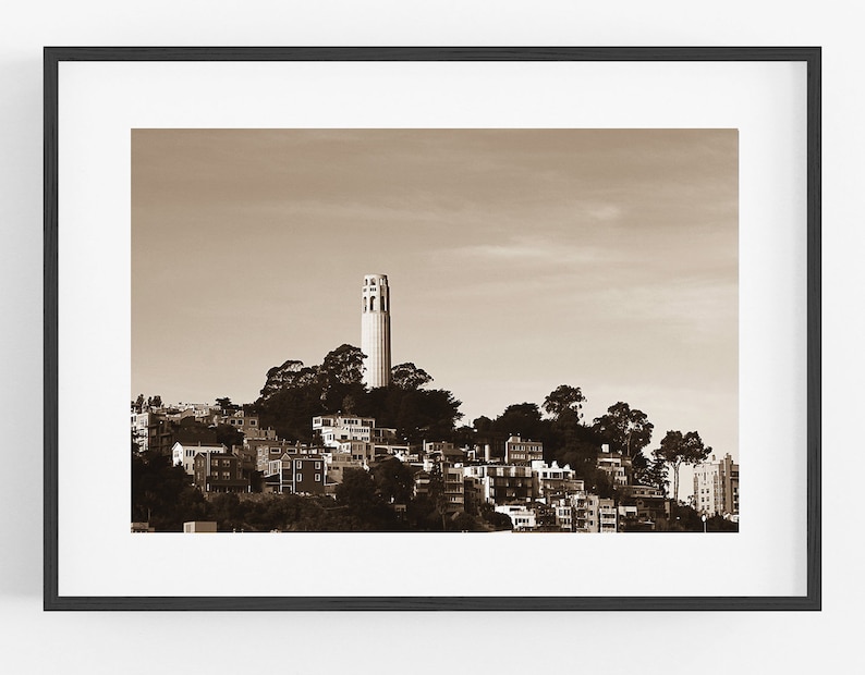 Black and White San Francisco Photography Coit Tower Telegraph Hill Art Print Northern California Bay Area Urban City Architecture Wall Art