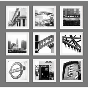 Columbus Ohio Photography, Short North Art Prints Unframed High Street Arches German Village Ohio State Black and White Print Set Wall Art