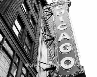 Black and White Chicago Photography, Chicago Print Sepia Downtown Chicago Theatre City Architecture Print Urban Decor Chicago Wall Art