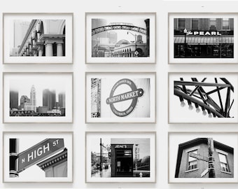 Columbus Ohio Photography, Short North Art Prints Unframed High Street Arches German Village Ohio State Black and White Print Set Wall Art