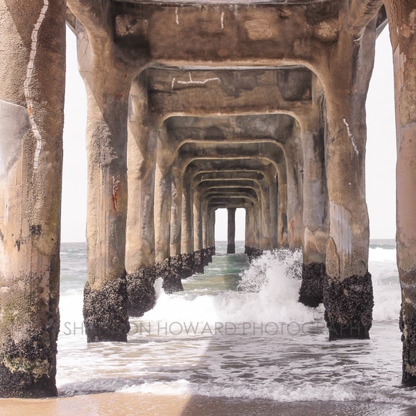 Manhattan Beach Photography, Los Angeles Art Print Pier Beach Decor California Ocean Nautical Coastal Surf Neutral Colors Serene Large Art