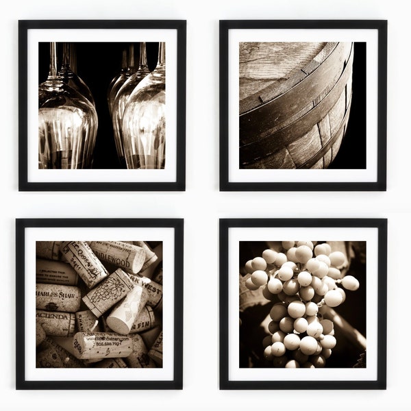 Black and White Wine Photography Print Set, Wine Art Winery Wine Bar Kitchen Art Dining Art Hotel Vineyard Winery Napa Wine Corks Barrel