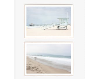 Manhattan Beach Photography Set Lifeguard Tower Surf Pier South Bay Los Angeles Print Set California  Photo Hermosa Blue Seascape Ocean Aqua