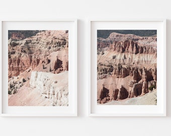 Utah Canyon Photography Print Set, Boho Desert Chic Pastel Neutral Blush Pink Southwest Art Cedar City Zion Photo Large Utah Wall Art Prints