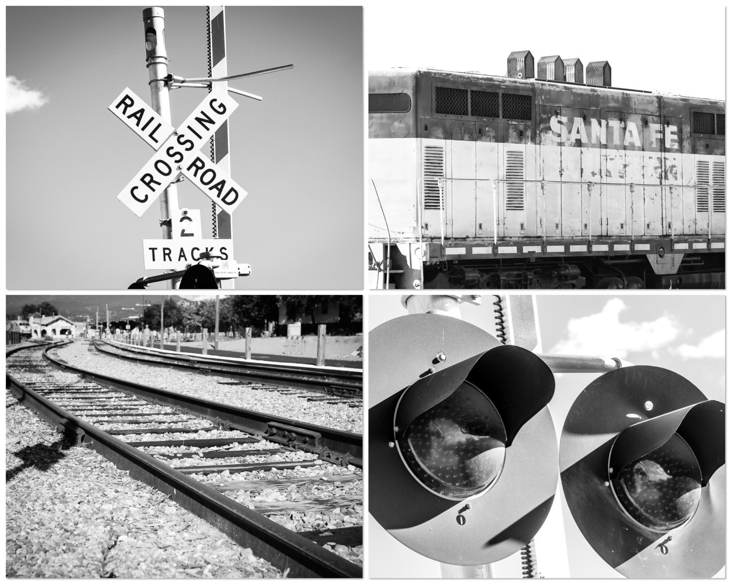 Black and White Railroad Photography Print Set Train Tracks Etsy Hong