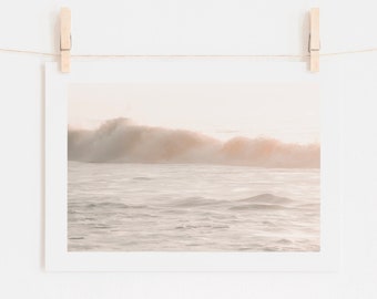 Redondo Beach Photography, Pastel Beach Art Ocean Sunset Palos Verdes South Bay Los Angeles California Photo Print Blush Coastal Decor Waves