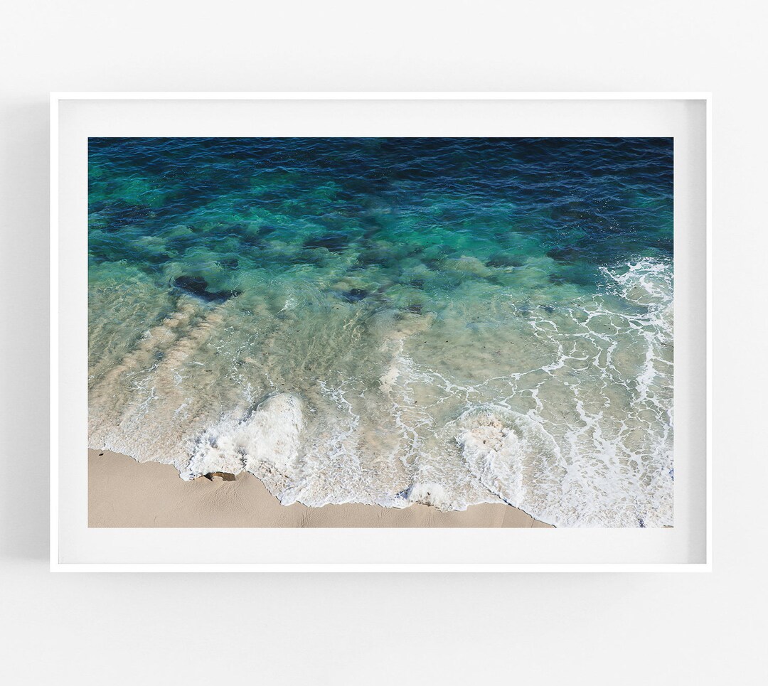 Aerial Beach Photography Art Print, Ocean Wall Art Waves La Jolla