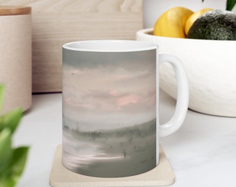 Hermosa Beach Art Mug, South Bay Photography, Pretty Beach Ceramic Mug 11oz BPA free lead free beach cup coastal decor coffee tea lover gift