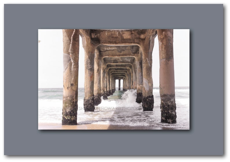 Manhattan Beach Photography, Los Angeles Art Print Pier Beach Decor California Ocean Nautical Coastal Surf Neutral Colors Serene Large Art image 2