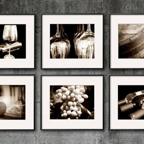 Wine Photography Print Set Kitchen Dining Art Prints Winery Etsy