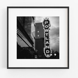 Black and White Portland Photography, Portland Theater Sign Print Downtown PDX Photo Travel City Urban Art Print Broadway Marquee Sepia