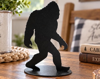 Bigfoot Metal Figurine, Sasquatch Sculpture, Rustic Cabin Shelf Decor, Yeti Gift