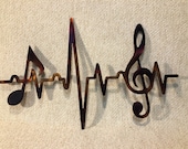 EKG Line Music Notes Treble Clef Heartbeat Sinus Rhythm Indoor or Outdoor Metal Art