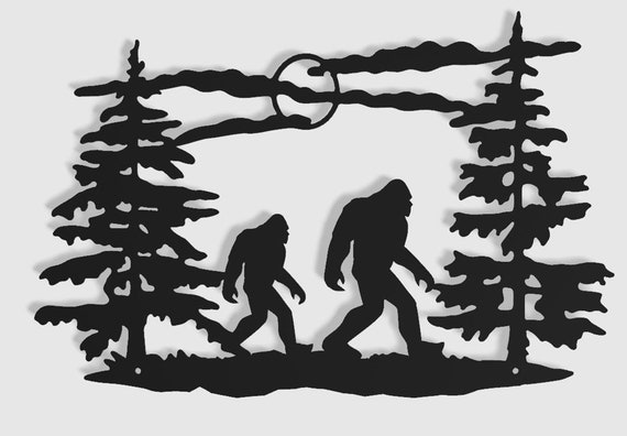 Bigfoot Walking Through Trees Indoor & Outdoor Sasquatch Metal Wall Art