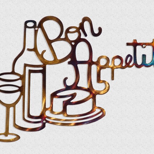 Wine Bottle Pouring Into Glass Metal Wall Art Wine Bar Kitchen Etsy