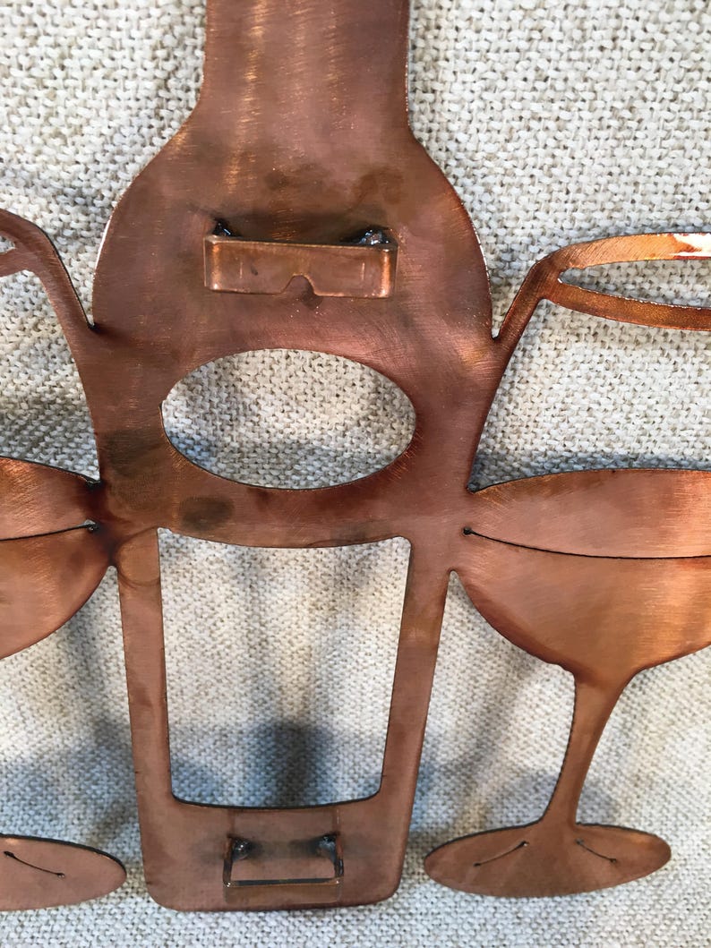 Wine Bottle & Glass Metal Art Wine Bar Decor Etsy