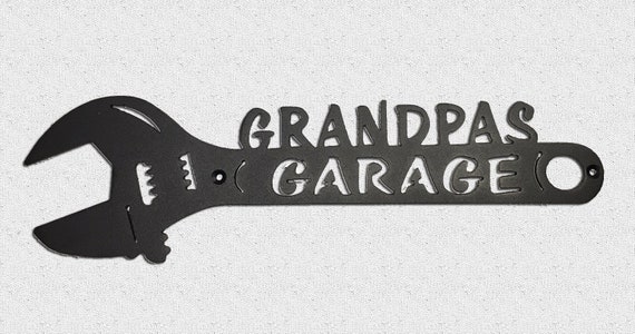 Grandpa's Garage Wrench Metal Art Man Cave Decor